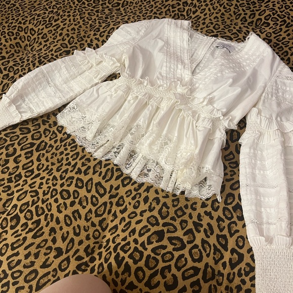 Chic White Ruffled Blouse - Picture 3 of 6